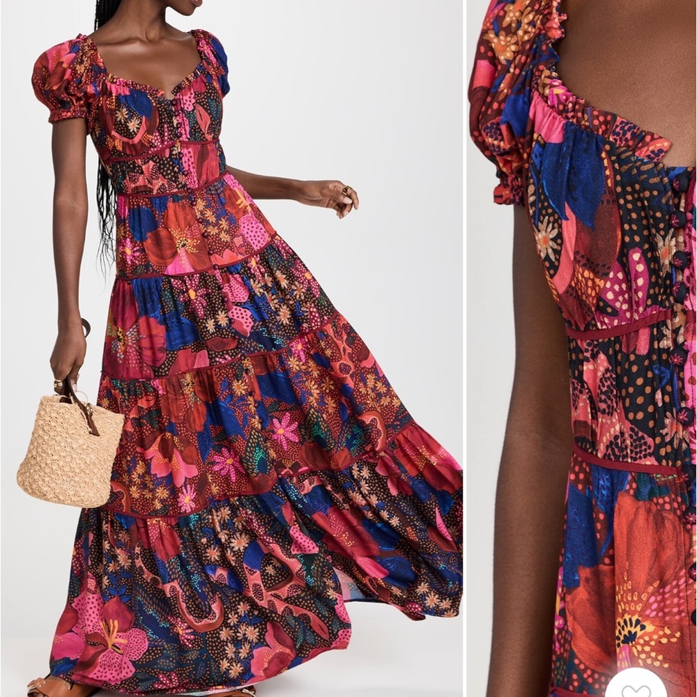 Farm Rio Dress mixed snake garden Sz S Small
